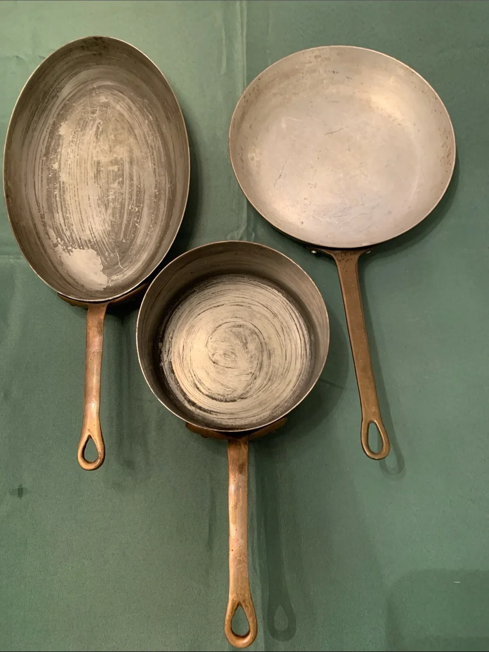 VTG Copper Cookware set Of (3) European/Tuscan/Antique Decor Rare 10” Fish Fryer